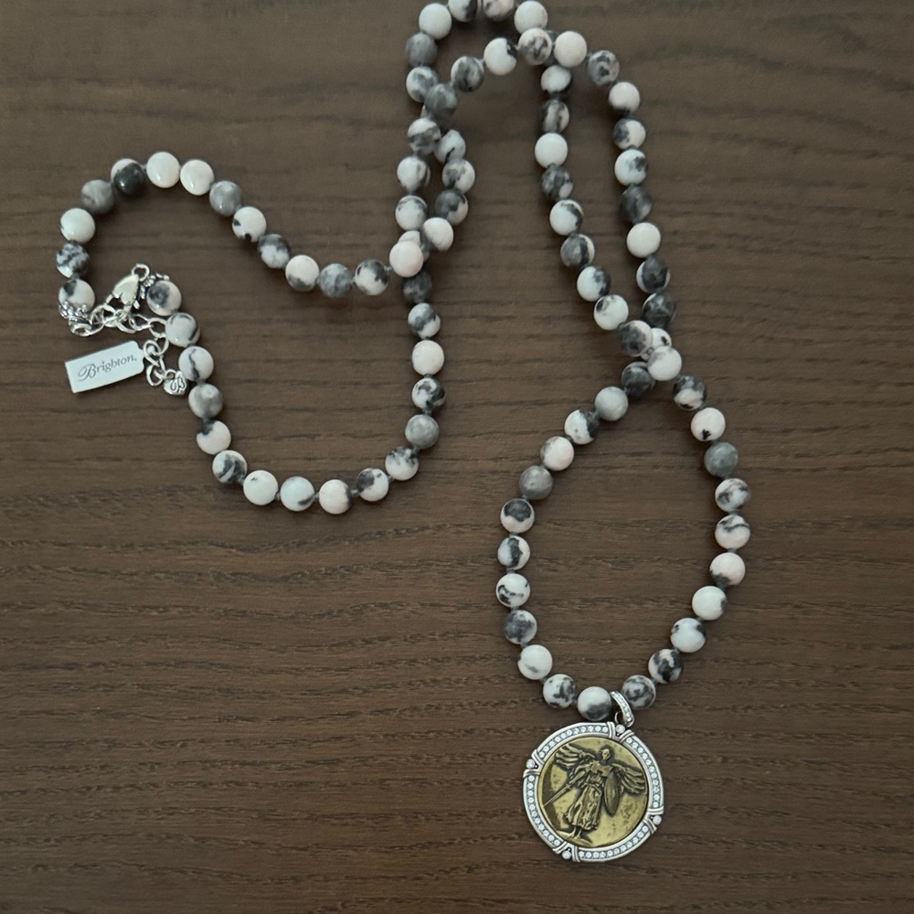 Brighton Marble Bead Necklace with Gold Pendant